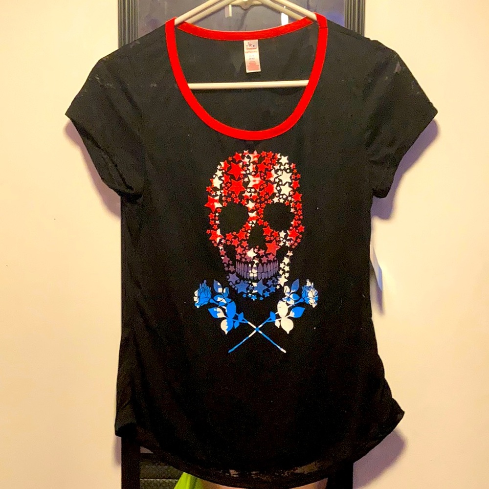 American flags skull shirt